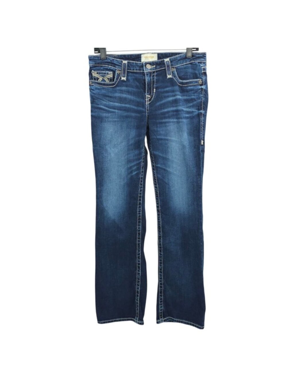 Big Star Maddie Bootcut Jeans Size 28 R Blue Denim Low Rise Distressed Y2K Style